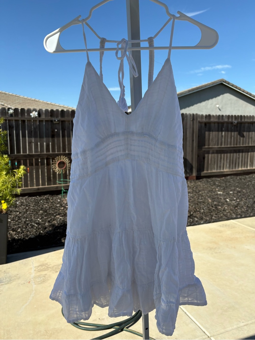 American Eagle Women’s White Tiered Halter Dress
